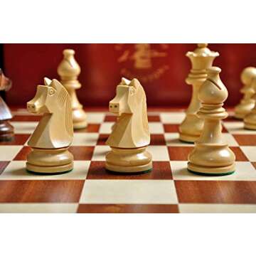 The House of Staunton The Championship Series Chess Set, Box, & Board Combination - Golden Rosewood and Natural Boxwood