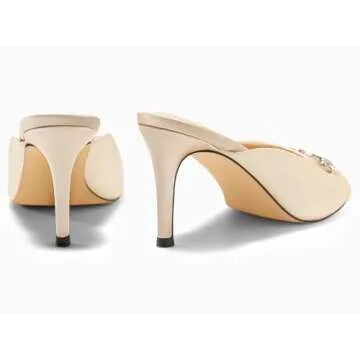 Coutgo Womens Open Peep Toe High Heels Slip On Mules