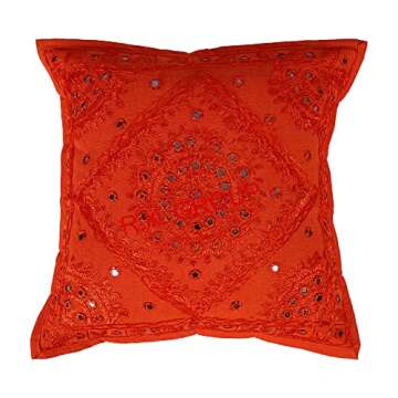 Radhy Krishna Mirror Embroidered Cushion Cover 16X16