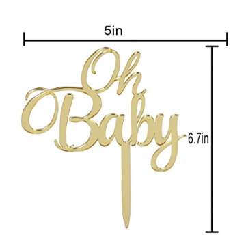 LOVELY BITON Mirrored Gold Oh Baby Cake Topper, Baby Shower 1st Birthday Party Decorations, Welcome ...