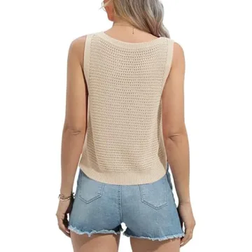 FISACE Women's Summer Knit Sweater Tank Top - Stylish & Comfortable