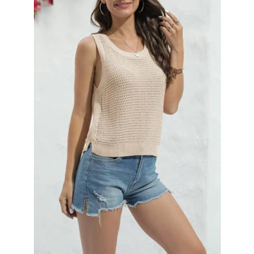 FISACE Women's Summer Knit Sweater Tank Top - Stylish & Comfortable