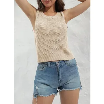 FISACE Women's Summer Knit Sweater Tank Top - Stylish & Comfortable