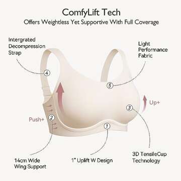 COMFELIE Wireless Bra with Support D-G Cups for Women Seamless Bra, Zero Gravity Sculpt 1-Inch Uplif...