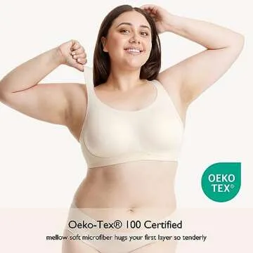 COMFELIE Wireless Bra with Support D-G Cups for Women Seamless Bra, Zero Gravity Sculpt 1-Inch Uplift Full Coverage Bra EB066 Almond