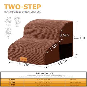 Topmart High Density Foam Pet Steps 2 Tiers,11.8" High,Non-Slip Dog Stairs,Dog Ramp,Soft Foam Dog La...