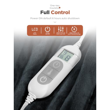 Heated Throw Blanket with Timer & 8 Heat Levels