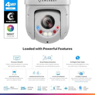Amcrest 4MP AI PTZ POE IP Camera with 25x Optical Zoom and 328ft Night Vision