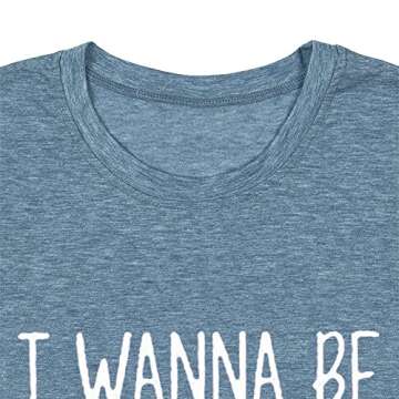 I Wanna Be Where The People aren't Shirt for Women Mermaid Shirt with Funny Graphic Printed Summer Casual Athletic Tee Tops(Blue M)