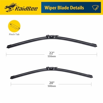 Raidbee® 22"+20" Windshield Wiper Blades Replacement For Ford Mustang 2021 2020 2019 2018 2017 2016 2015 2014 2013 2012 2011-2007 Lincoln MKZ 2020-2013 Windshield Wiper Blades For My Car Set of 2
