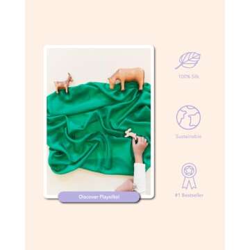 Sarah's Silks Emerald Playsilk - 100% Silk, Waldorf Toys, Bright Colored Play Scarves for Toddlers t...