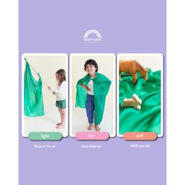 Sarah's Silks Emerald Playsilk - 100% Silk, Waldorf Toys, Bright Colored Play Scarves for Toddlers to use for Pretend Play | Montessori Toy for Kids