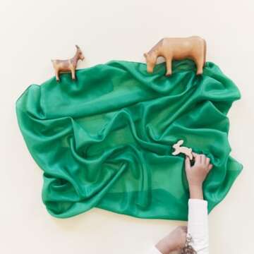 Sarah's Silks Emerald Playsilk - 100% Silk, Waldorf Toys, Bright Colored Play Scarves for Toddlers to use for Pretend Play | Montessori Toy for Kids