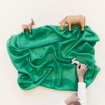 Sarah's Silks Emerald Playsilk - 100% Silk, Waldorf Toys, Bright Colored Play Scarves for Toddlers to use for Pretend Play | Montessori Toy for Kids