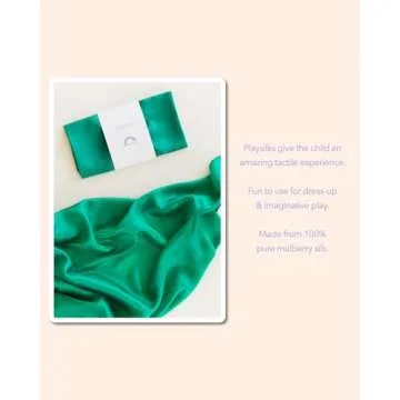 Sarah's Silks Emerald Playsilk - 100% Silk, Waldorf Toys, Bright Colored Play Scarves for Toddlers to use for Pretend Play | Montessori Toy for Kids