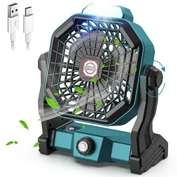CONBOLA Portable Battery Operated Fan with LED Lantern, 10400mAh Outdoor Small Rechargeable Quiet Ca...