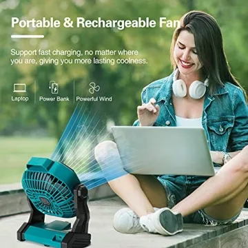 CONBOLA Portable Camping Fan with LED Lantern, 10400mAh