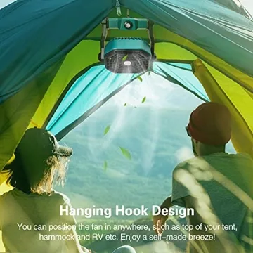 CONBOLA Portable Camping Fan with LED Lantern, 10400mAh