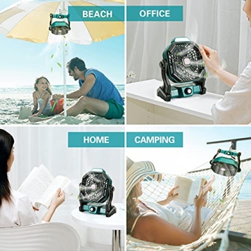 CONBOLA Portable Camping Fan with LED Lantern, 10400mAh