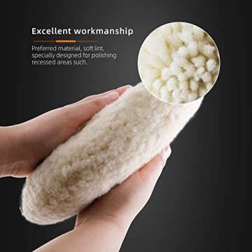 SPTA 8" (200mm) Wool Buffing Pad, Double Side 100% Natural Wool Pad with 5/8-11 Thread for 2-Sided Compound Cutting and Polishing for Automotive, Marine and Epoxies