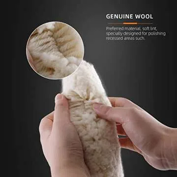 SPTA 8" (200mm) Wool Buffing Pad, Double Side 100% Natural Wool Pad with 5/8-11 Thread for 2-Sided Compound Cutting and Polishing for Automotive, Marine and Epoxies