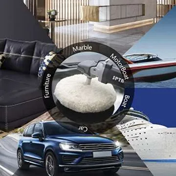 SPTA 8" (200mm) Wool Buffing Pad, Double Side 100% Natural Wool Pad with 5/8-11 Thread for 2-Sided Compound Cutting and Polishing for Automotive, Marine and Epoxies