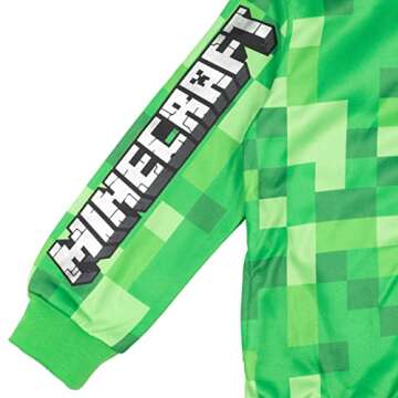 Minecraft Creeper Little Boys Fleece Zip Up Hoodie with Mesh Cosplay Hood Mask Green 7-8