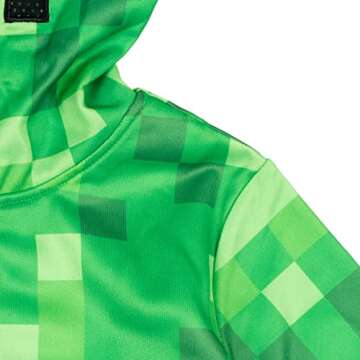 Minecraft Creeper Little Boys Fleece Zip Up Hoodie with Mesh Cosplay Hood Mask Green 7-8