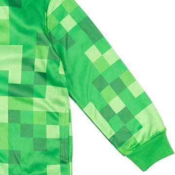 Minecraft Creeper Little Boys Fleece Zip Up Hoodie with Mesh Cosplay Hood Mask Green 7-8