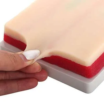 AJACT 2 Pack Venipuncture IV Injection Training Pad Model, 3 Skin Layers Silicone Human Skin Suture Training Model for Nursing School, 4 Veins Imbedded(Size:7.1 inches x 4 inches x 1.1 inches)