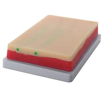 AJACT 2 Pack Venipuncture IV Injection Training Pad Model, 3 Skin Layers Silicone Human Skin Suture Training Model for Nursing School, 4 Veins Imbedded(Size:7.1 inches x 4 inches x 1.1 inches)