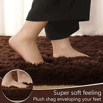 LOCHAS Ultra Soft Indoor Modern Area Rugs Fluffy Living Room Carpets for Children Bedroom Home Decor Nursery Rug 4x6 Feet, Brown