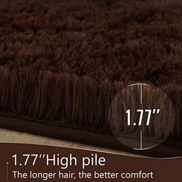 LOCHAS Ultra Soft Indoor Modern Area Rugs Fluffy Living Room Carpets for Children Bedroom Home Decor Nursery Rug 4x6 Feet, Brown