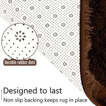 LOCHAS Ultra Soft Indoor Modern Area Rugs Fluffy Living Room Carpets for Children Bedroom Home Decor Nursery Rug 4x6 Feet, Brown