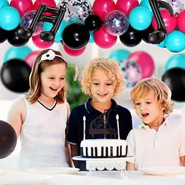 141 Pieces Music Birthday Party Decorations Includes Black Red Blue Musical Balloon Kit Garland Music Note Balloons for Boys and Girls Music Party Birthday Short Video Decor (Rainbow Style)