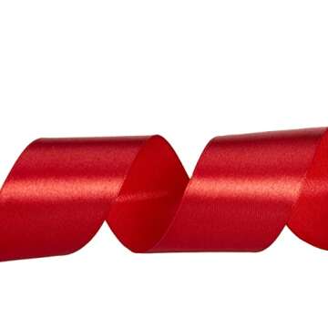 YASEO 1 1/2 Inch Red Solid Satin Ribbon, 50 Yards Craft Fabric Ribbon for Gift Wrapping Floral Bouquets Wedding Party Decoration