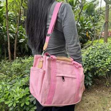 Stylish VIWIME Canvas Tote Bag with Pockets for Women