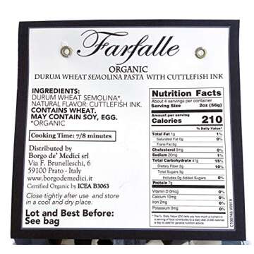 Borgo de Medici ORGANIC Black Squid Ink Bow Tie Pasta (8.8oz)