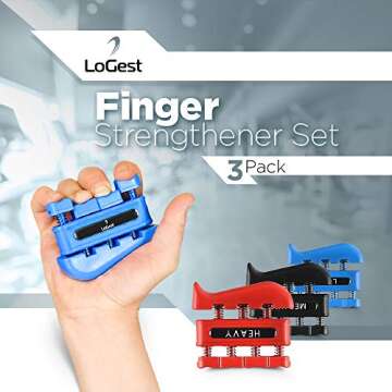 3 Pack Finger Strengthener - Exerciser for Forearm and Hand Grip Workout Equipment Musician, Rock Climbing Therapy Gripper Set Kit