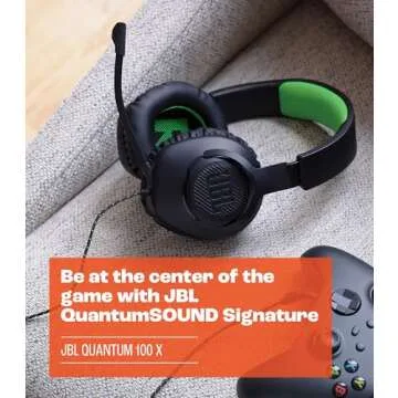 JBL Quantum 100X - Wired Over-Ear Gaming Headset with a Detachable mic, QuantumSOUND Signature, Memo...