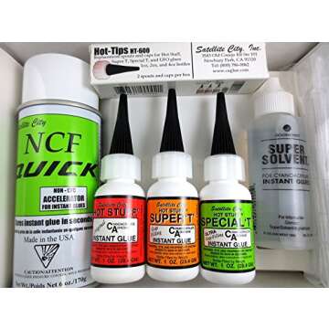 Hot Stuff Instant Glue Pro Kit (Includes CA Glues, Accelerator, Debonder, Extra Spouts) HK-1