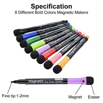 Magnetic Dry Erase Markers, (8 Pack) Dealkits Low Odor White Board Markers Whiteboard Markers with E...