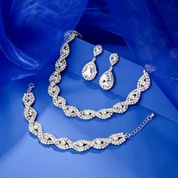 Elegant 3 Pack Rhinestone Bridal Jewelry Set for All Occasions