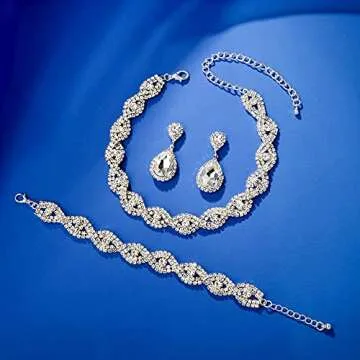 Elegant 3 Pack Rhinestone Bridal Jewelry Set for All Occasions