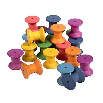 TickiT Rainbow Wooden Spools - Open-Ended Play for Toddlers