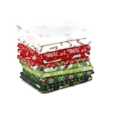 Christmas Fat Quarter Bundle (10 pcs) - Mixed Designers - Southern Fabric 18 x 21 inches (45.72cm x ...