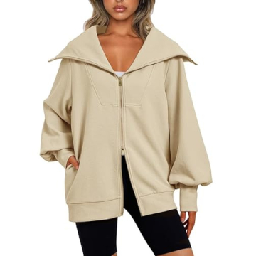 EFAN Fall Jackets Outfits for Women 2023 Clothing Oversized Full Zip Up Y2K Hoodies Aesthetic Sweate...