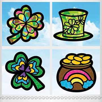 ceiba tree St. Patrick's Suncatcher Crafts Kit DIY Shamrock Window Stained Glass Art Kit with Tissue...