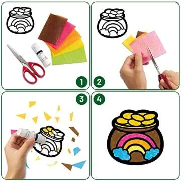 ceiba tree St. Patrick's Suncatcher Crafts Kit DIY Shamrock Window Stained Glass Art Kit with Tissue Paper for Kids