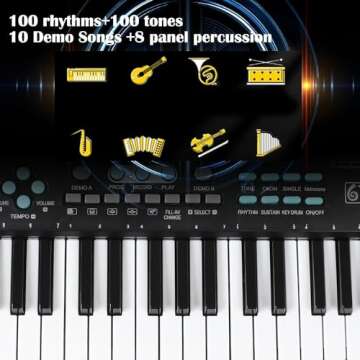 61 keys keyboard piano, Electronic Digital Piano with Built-In Speaker Microphone, Portable Keyboard...